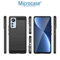 Microcase Xiaomi 12 Lite Brushed Carbon Fiber Silikon Kılıf -AL3332 Siyah