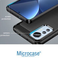 Microcase Xiaomi 12 Lite Brushed Carbon Fiber Silikon Kılıf -AL3332 Siyah