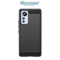 Microcase Xiaomi 12 Lite Brushed Carbon Fiber Silikon Kılıf -AL3332 Siyah
