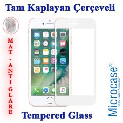 Microcase iPhone 8 Plus Tam Kaplayan Çerçeveli Tempered Ekran Koruyucu - MAT Beyaz