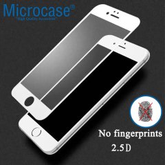 Microcase iPhone 8 Plus Tam Kaplayan Çerçeveli Tempered Ekran Koruyucu - MAT Beyaz