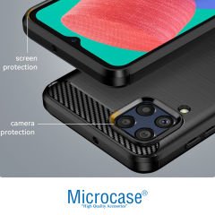 Microcase Samsung Galaxy M33 5G Brushed Carbon Fiber Silikon Kılıf - Siyah