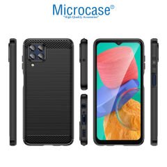 Microcase Samsung Galaxy M33 5G Brushed Carbon Fiber Silikon Kılıf - Siyah