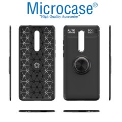 Microcase Xiaomi Redmi 8 Focus Serisi Yüzük Standlı Silikon Kılıf - Siyah