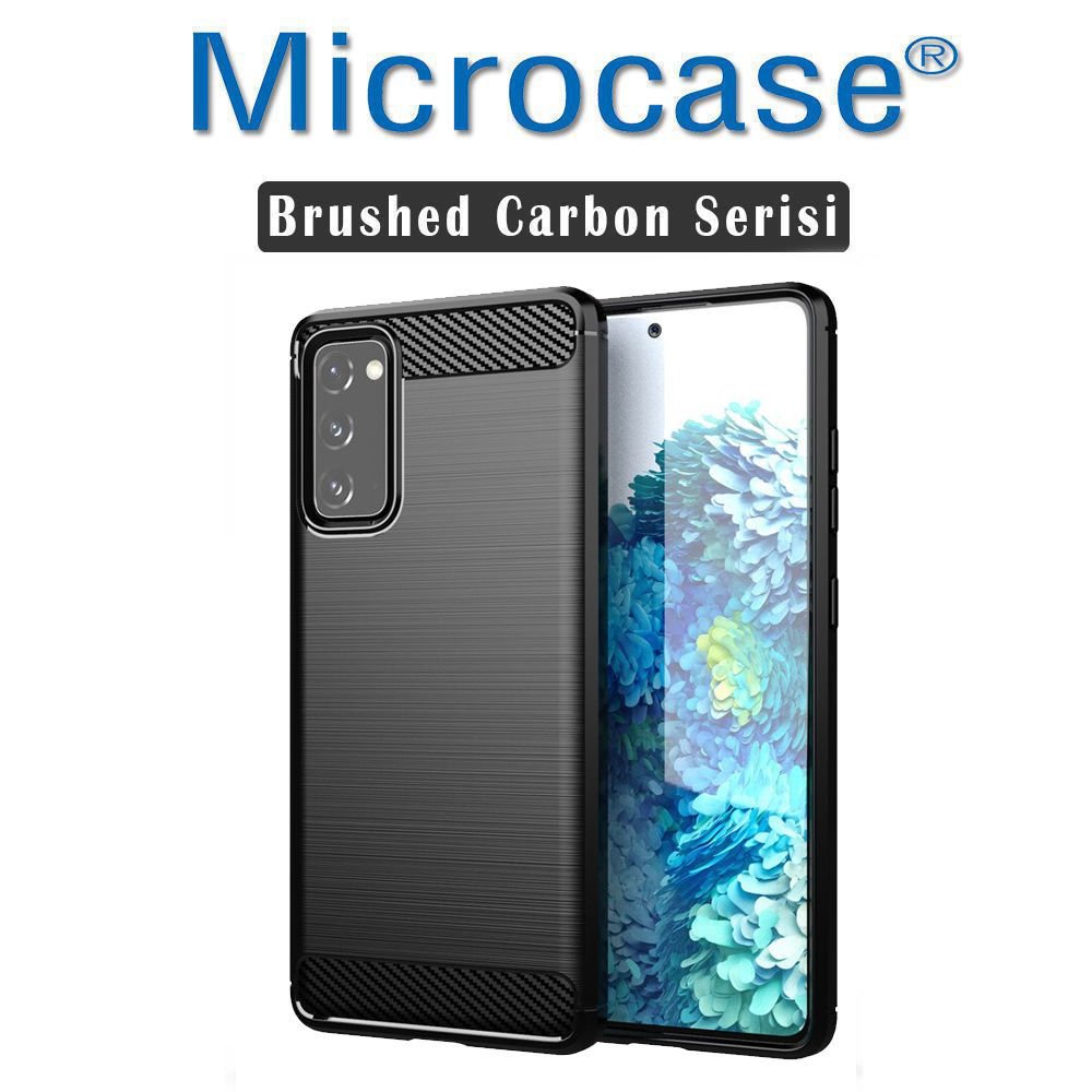 Microcase Samsung Galaxy S20 FE Fan Edition Brushed Carbon Fiber Silikon Kılıf - Siyah