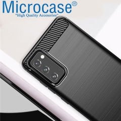 Microcase Samsung Galaxy S20 FE Fan Edition Brushed Carbon Fiber Silikon Kılıf - Siyah