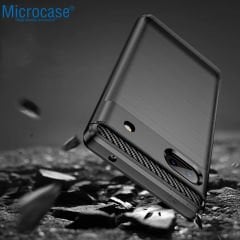 Microcase Google Pixel 6a Brushed Carbon Fiber Silikon Kılıf - Siyah