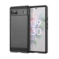 Microcase Google Pixel 6a Brushed Carbon Fiber Silikon Kılıf - Siyah