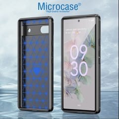 Microcase Google Pixel 6a Brushed Carbon Fiber Silikon Kılıf - Siyah