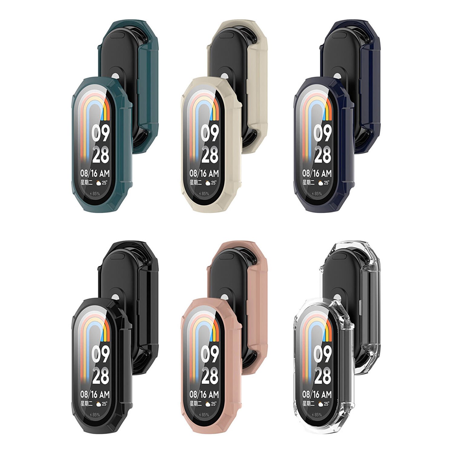 Microcase Xiaomi Mi Band 8 Ekran Korumalı Sert Rubber Kılıf - AL3173