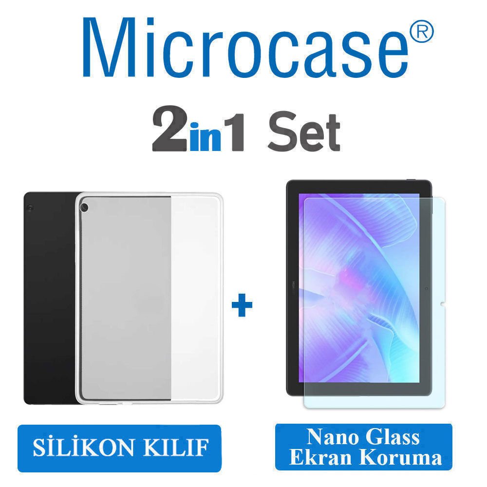 Microcase Huawei Matepad T10 9.7 inch Tablet Silikon Soft Kılıf Şeffaf + Nano Esnek Ekran Filmi