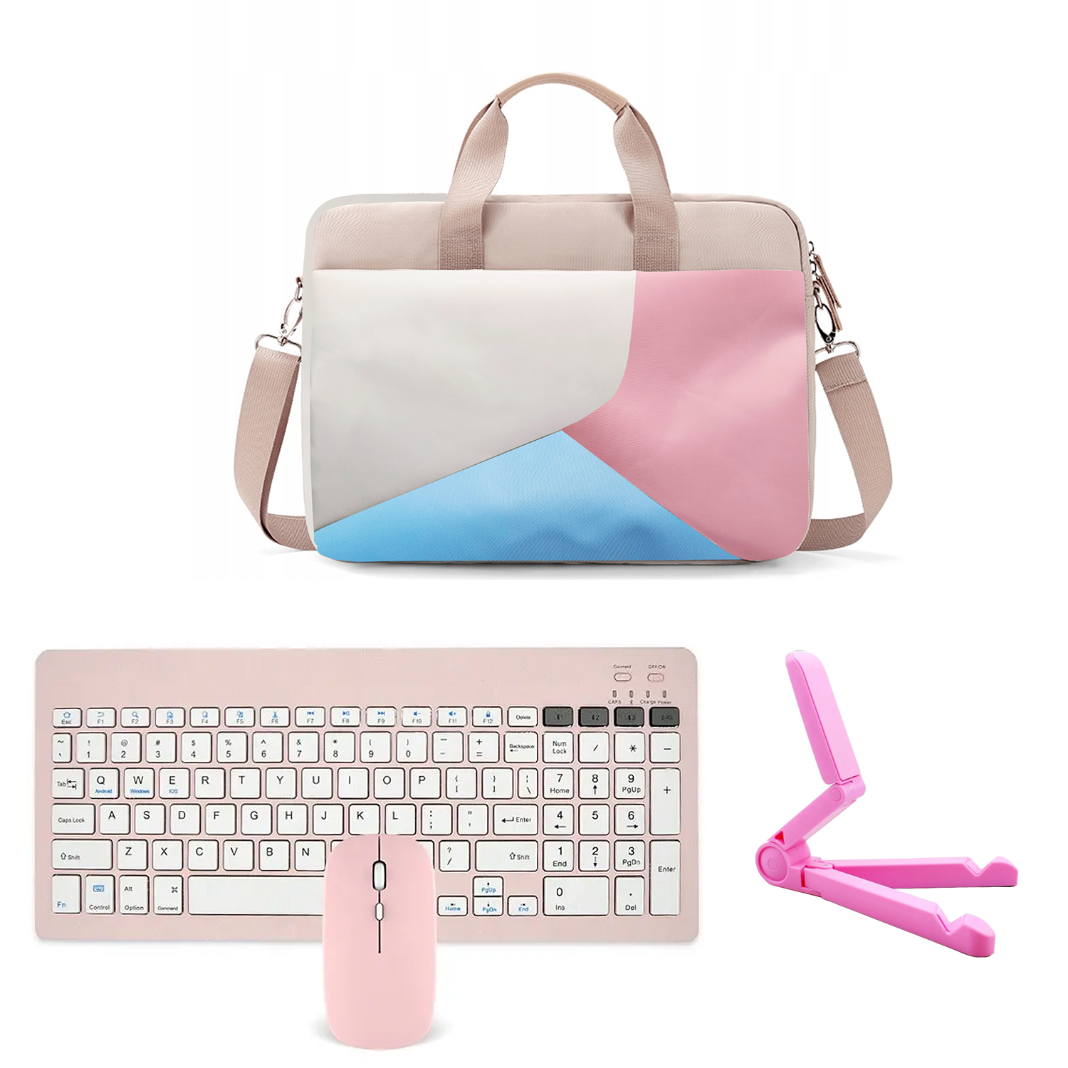 Microcase Samsung Galaxy Tab S10+ S10 Plus ile Uyumlu Tablet Çantası+Bluetooth Klavye+Bluetooth Mouse+Tablet Standı Pembe AL5296