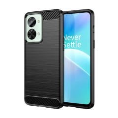Microcase OnePlus Nord 2T Brushed Carbon Fiber Silikon Kılıf - Siyah