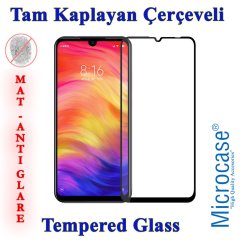 Microcase Xiaomi Redmi Note 7 - Note 7 Pro Tam Kaplayan Çerçeveli Tempered Ekran Koruyucu - MAT SİYAH