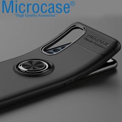 Microcase Oppo Reno 4 Pro 4G Focus Serisi Yüzük Standlı Silikon Kılıf - Siyah