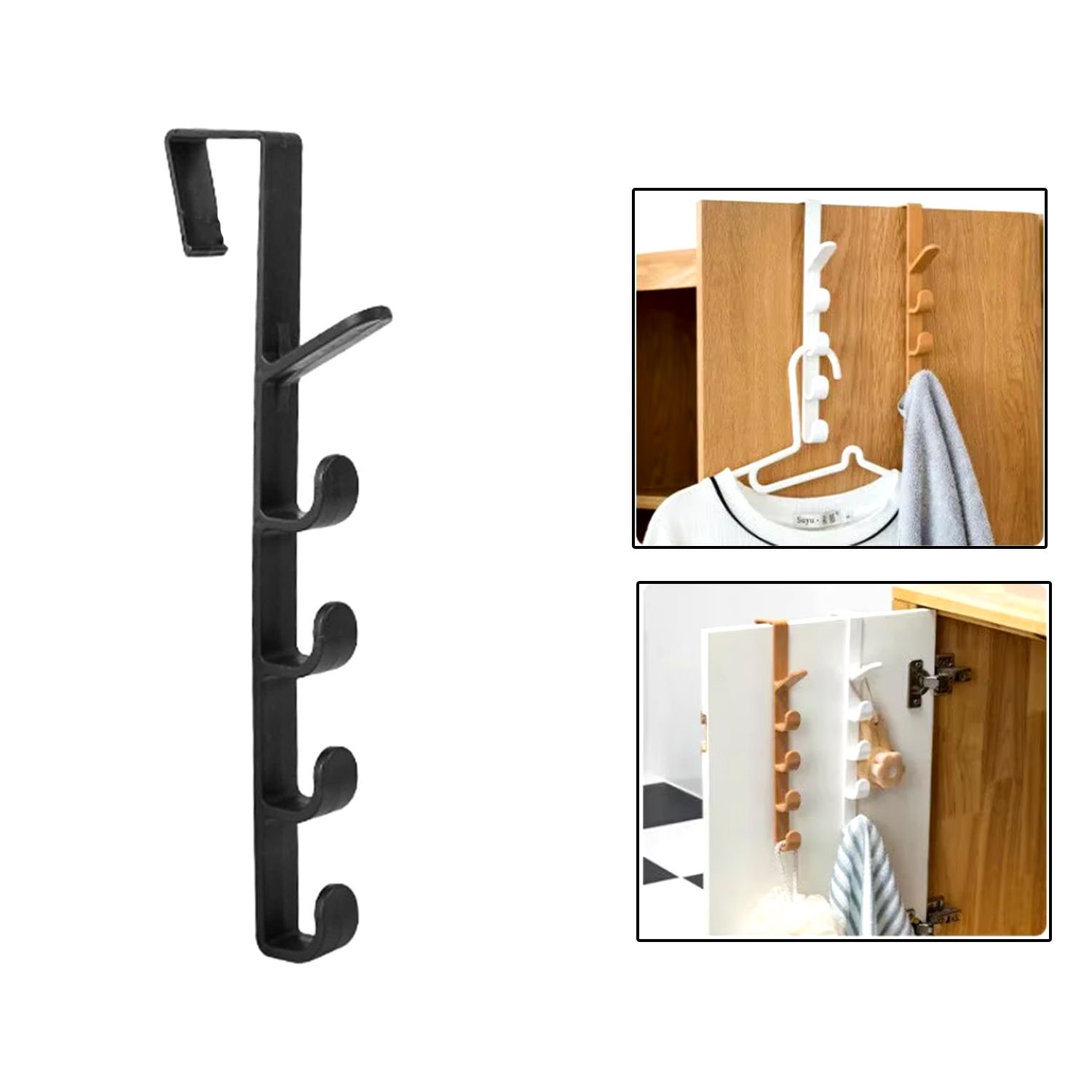 Microcase   Taşınabilir  Kapı Arkası Dikey 5 Kancalı  Takı Eşya Çanta   Şapka  Kıyafet  Askısı-AL4833 1  Adet