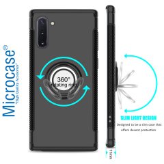 Microcase Samsung Galaxy Note 10 Yüzük Standlı Armor Silikon Kılıf - Siyah