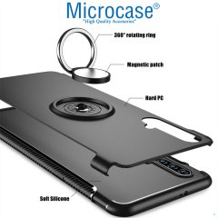 Microcase Huawei Honor 20 - Nova 5T Yüzük Standlı Armor Silikon Kılıf - Siyah