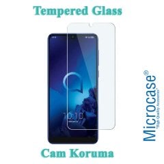 Microcase Alcatel 3 2019 Pudding TPU Serisi Silikon Kılıf - Siyah + Tempered Glass Cam Koruma