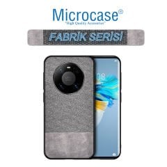 Microcase Huawei Mate 40 Pro Fabrik Serisi Kumaş ve Deri Desen Kılıf - Gri