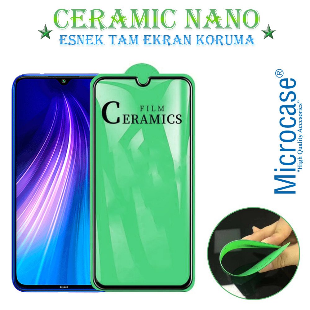 Microcase Xiaomi Redmi Note 8 Tam Kaplayan Esnek Ceramic Nano Ekran Koruma - Siyah