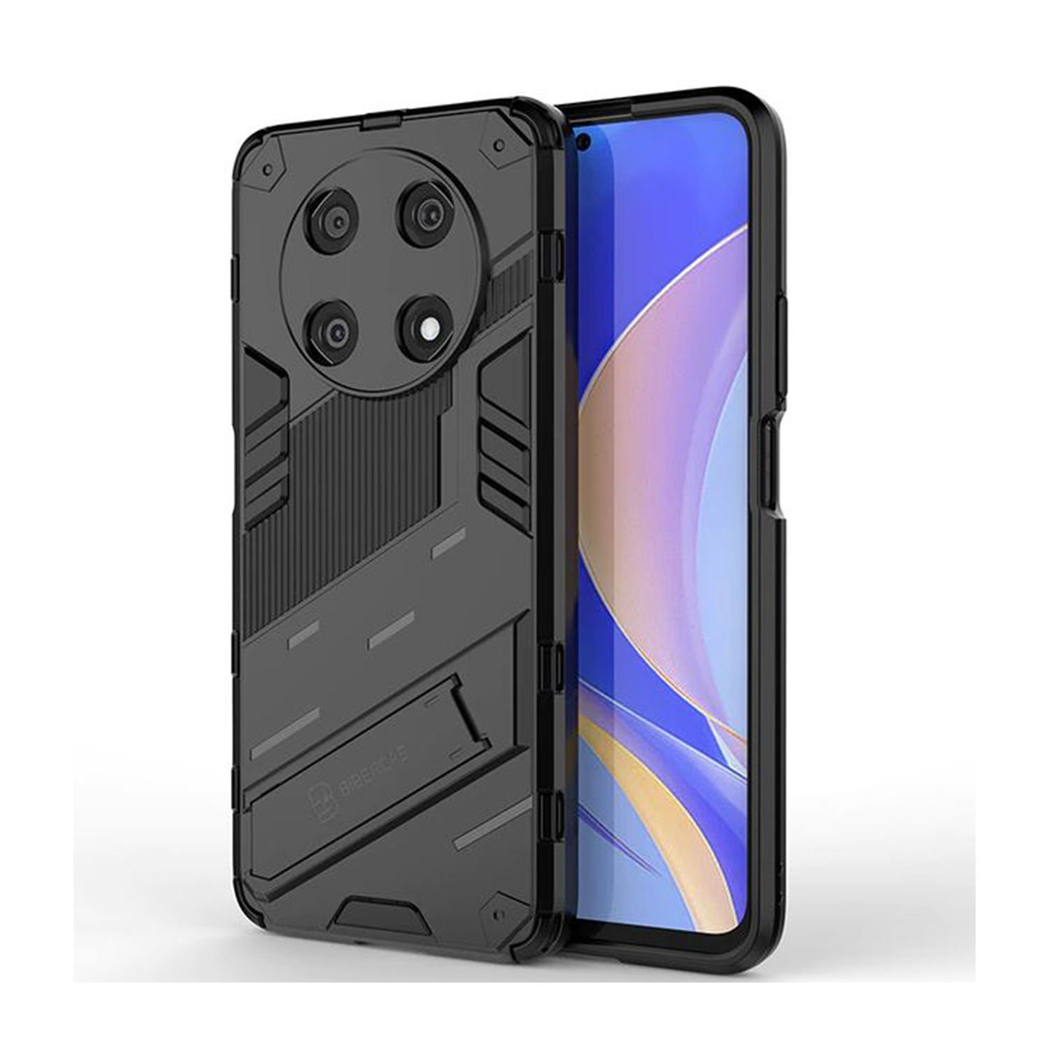 Microcase Huawei Nova Y90 Matrix Serisi Armor Standlı Perfect Koruma Kılıf - Siyah