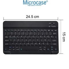 Microcase Samsung Tab A7 Lite 2021 8.7Inch T220 T225 Tablet Çanta + Bluetooth Klavye + Mouse + Tablet Standı Siyah - AL4234