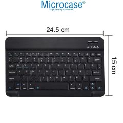 Microcase Samsung Galaxy Tab A8 SM-X200 10.5 (2021) Tablet Çanta + Bluetooth Klavye + Mouse + Tablet Standı Siyah - AL4234