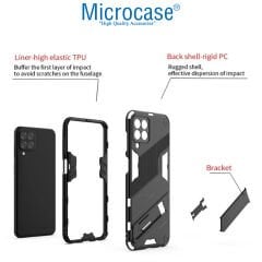 Microcase Samsung Galaxy M33 5G Matrix Serisi Armor Standlı Perfect Koruma Kılıf - Siyah