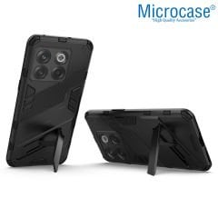 Microcase OnePlus Ace Pro - OnePlus 10T 5G Matrix Serisi Armor Standlı Perfect Koruma Kılıf - Siyah