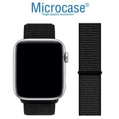 Microcase Apple Watch Seri 4-5 44mm Hasır Tasarım Kordon Kayış M-L KY5 Siyah