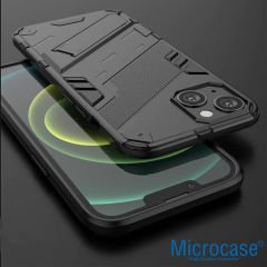 Microcase Apple iPhone 14 Matrix Serisi Armor Standlı Perfect Koruma Kılıf - Siyah