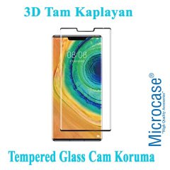 Microcase Huawei Mate 30 Pro Brushed Carbon Fiber Silikon Kılıf - Siyah + 3D Curved Tempered Cam