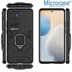Microcase Vivo X60 Pro Plus Batman Serisi Yüzük Standlı Armor Kılıf - Siyah