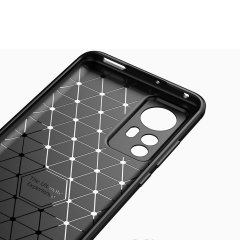 Microcase Xiaomi 12S Brushed Carbon Fiber Silikon Kılıf - Siyah