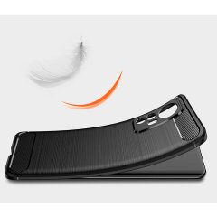 Microcase Xiaomi 12S Brushed Carbon Fiber Silikon Kılıf - Siyah