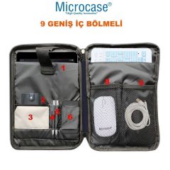 Microcase Huawei MatePad SE 11  Tabletler için Omuz Askılı El Tutacaklı Universal Sleeve Taşıma Çantası AL4346 Lacivert Krem Grİ