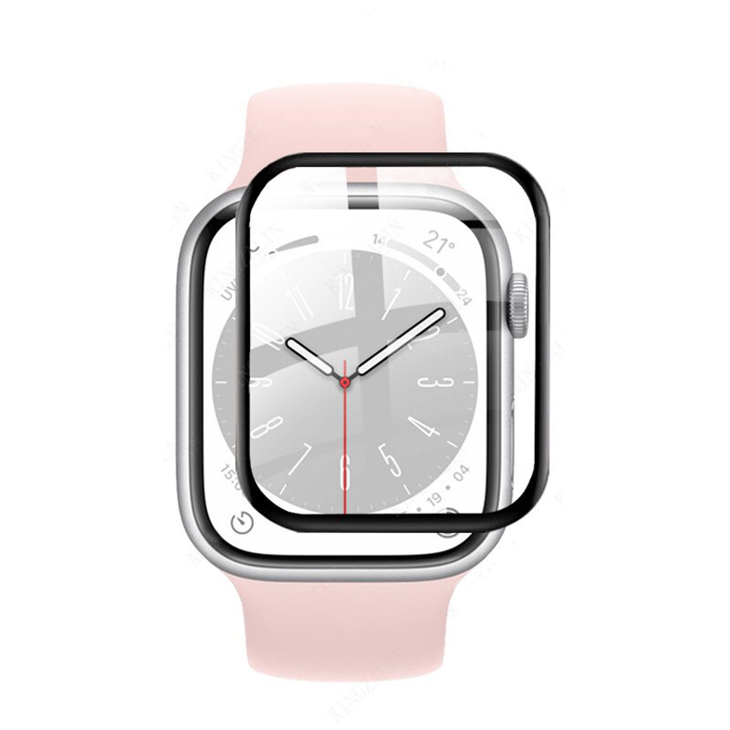 Microcase Apple Watch 8 41 mm Tam Kaplayan Kavisli Ekran Koruyucu 3D Pet Film - Siyah