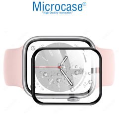 Microcase Apple Watch 8 41 mm Tam Kaplayan Kavisli Ekran Koruyucu 3D Pet Film - Siyah