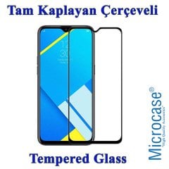 Microcase Realme C2 Tam Kaplayan Çerçeveli Tempered Ekran Koruyucu - Siyah