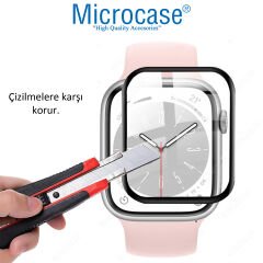 Microcase Apple Watch Ultra 49 mm Tam Kaplayan Kavisli Ekran Koruyucu 3D Pet Film - Siyah