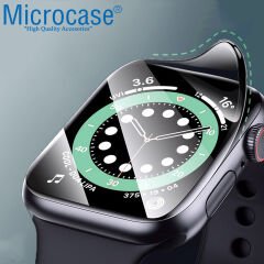 Microcase Apple Watch Ultra 49 mm Tam Kaplayan Kavisli Ekran Koruyucu 3D Pet Film - Siyah