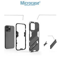 Microcase Apple iPhone 14 Pro Matrix Serisi Armor Standlı Perfect Koruma Kılıf - Siyah