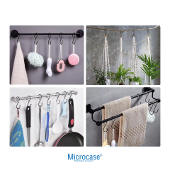 Microcase Emniyet Kilitli S Kanca Askı - Mutfak Banyo Gardırop Düzenleyici Paslanmaz Çelik Askı Aparatı Siyah 1 Adet - AL5883