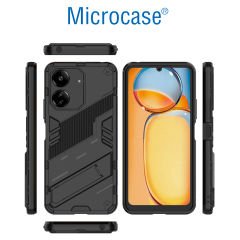 Microcase Xiaomi Redmi 13C 4G / POCO C65 Matrix Serisi Armor Standlı Perfect Koruma Kılıf - Siyah Al3416