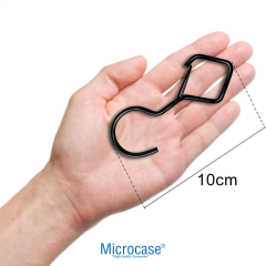 Microcase Emniyet Kilitli S Kanca Askı Düzenleyici - Çok Amaçlı Paslanmaz Kaplama Mutfak Banyo Gardırop Askı Aparatı Siyah 1 Adet - AL5884