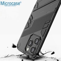 Microcase Apple iPhone 14 Pro Max Matrix Serisi Armor Standlı Perfect Koruma Kılıf - Siyah
