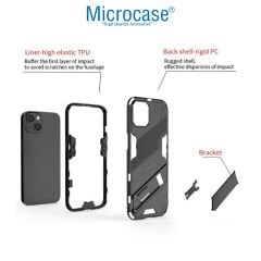 Microcase Apple iPhone 14 Pro Max Matrix Serisi Armor Standlı Perfect Koruma Kılıf - Siyah