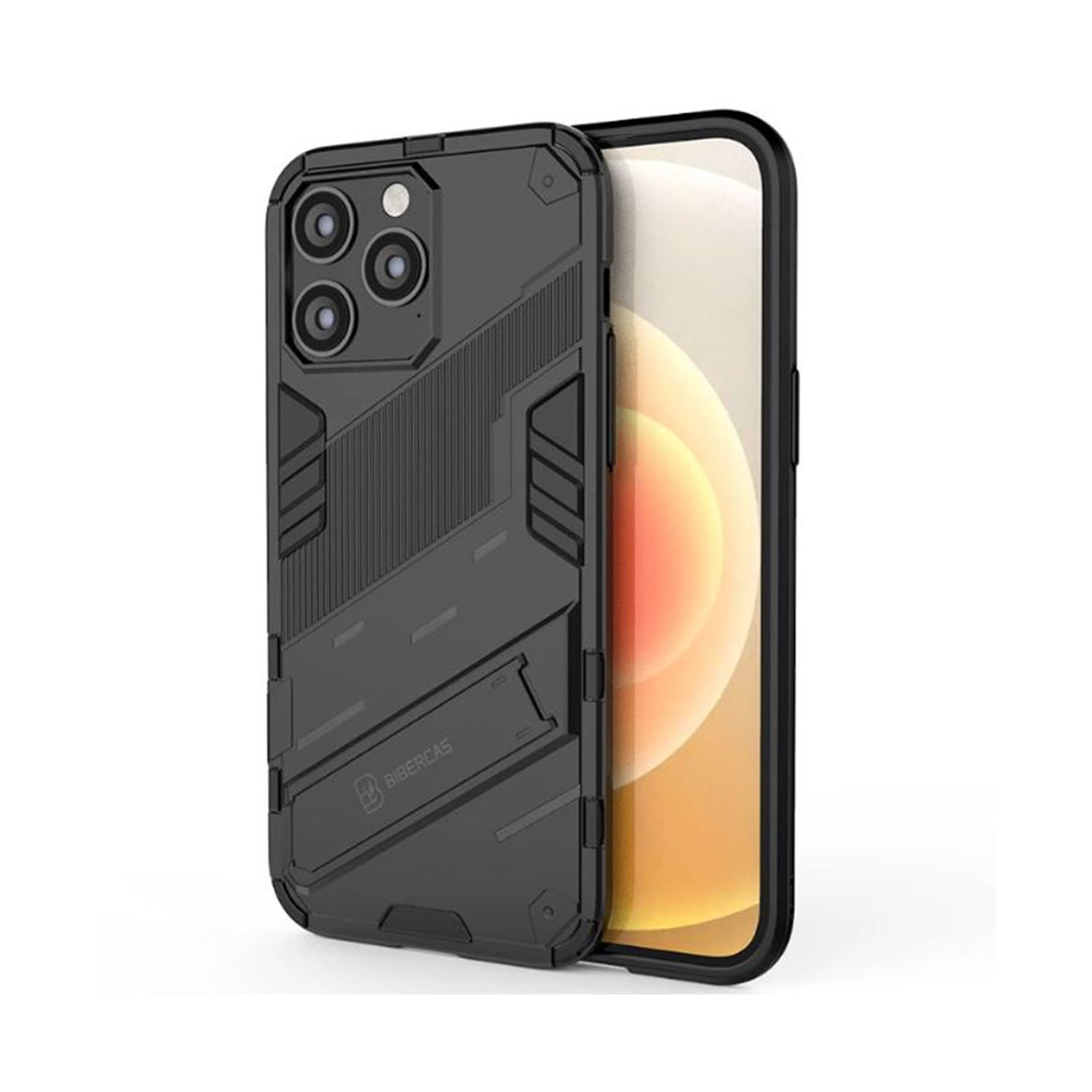 Microcase Apple iPhone 14 Pro Max Matrix Serisi Armor Standlı Perfect Koruma Kılıf - Siyah