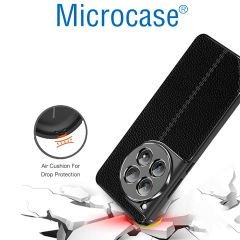 Microcase Oneplus 12 5G Leather Serisi Deri Efekt Silikon Kılıf - Siyah Al3337